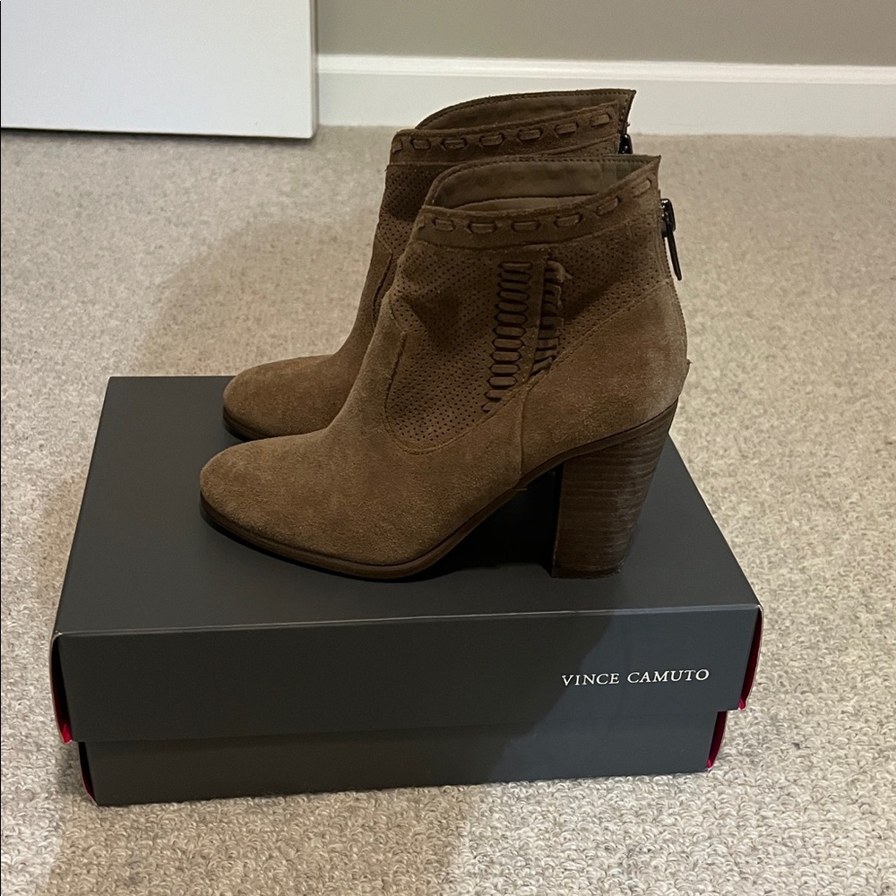 Vince Camuto Tan Suede Ankle Booties